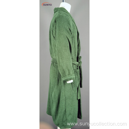 Men's 100%cotton towel long sleeve bathrobe